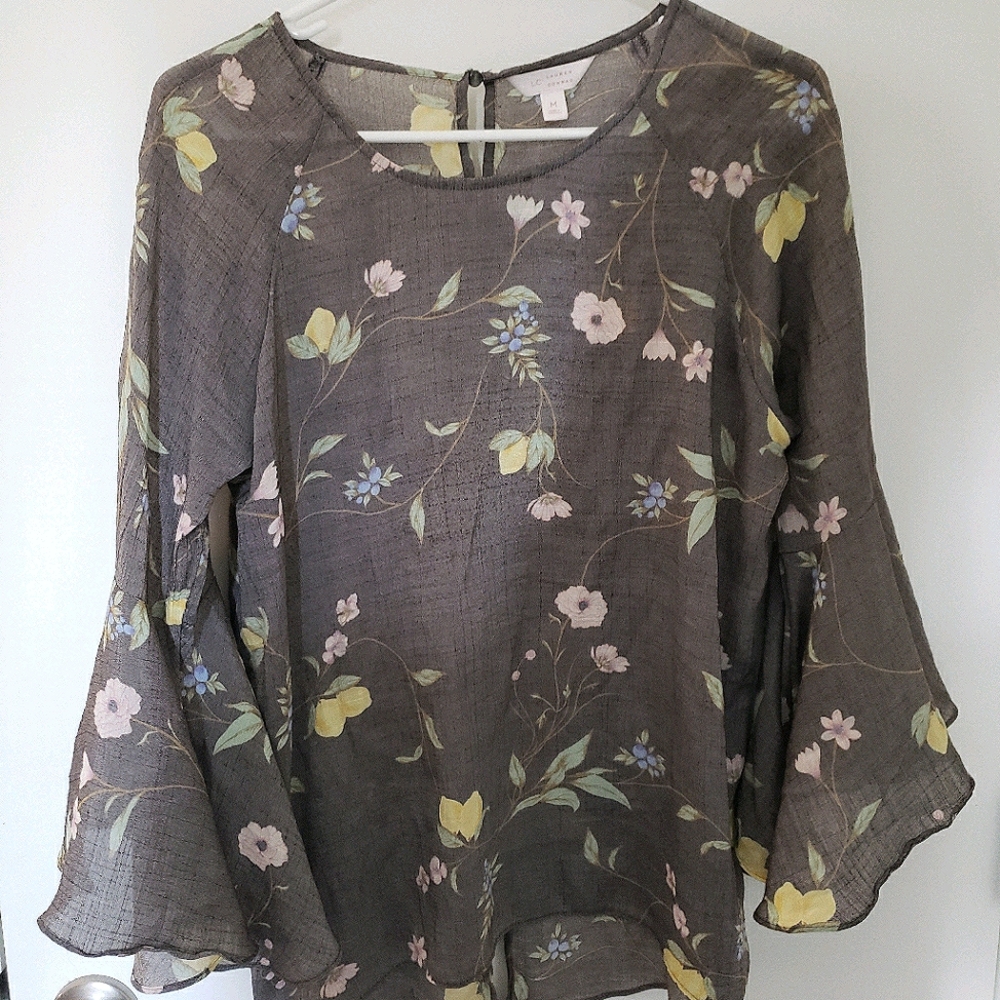 Lauren Conrad Sheer Flower Blouse